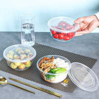 芳草地 一次性圆形打包盒620ml*40只 餐盒塑料餐碗饺子汤圆碗保鲜盒带盖 箱装