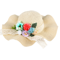 花艺草帽diy材料包米色夏日芳菲 M(56-58cm)