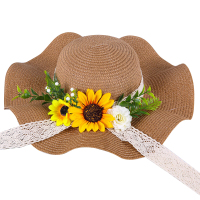 花艺草帽diy材料包米色向阳花开 M(56-58cm)