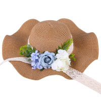 花艺草帽diy材料包米色蓝樱浅蝶 M(56-58cm)