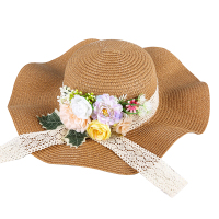 花艺草帽diy材料包米色那时花开 M(56-58cm)