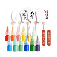 图文团扇漆扇材料包 30把图文扇+七色大漆工具+水桶