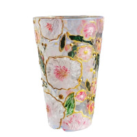 手工diy手绘玻璃杯 高款金边锤纹杯材料包