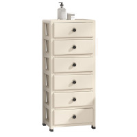抽屉式收纳柜[奶油白]母婴PP材质 6层[84高]底部带滑轮
