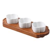 小食碟拼盘胡桃木点心碟精致创意凉菜盘子会所商用冷菜摆盘茶点碟 实木如意盅三格套装 35cm