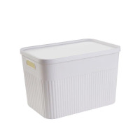 白色塑料菜筐530*426*170mm杂物筐加厚整理收纳箱客厅玩具储物盒厨房带盖提手收纳盒