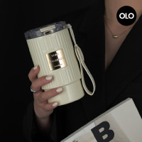 HOLOHOLO 罗马咖啡杯 316不锈钢保温杯高颜值吸管杯水杯 RM-03 白色