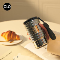 HOLOHOLO 罗马咖啡杯 316不锈钢保温杯高颜值便携吸管杯水杯 RM-03 电镀银