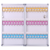 得力 48位铝合金钥匙管理箱 带锁钥匙整理保管箱收纳柜/含钥匙牌 银色 50801