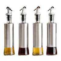 京严匠造油壶不锈钢玻璃瓶炒菜油瓶调料酱油瓶厨房油醋瓶大容量装食用油