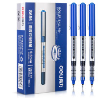 得力deli中性笔超顺得力(deli) 直液笔 中性笔 0.5mm子弹滑书写0.5mm细尖耐用防漏墨便携设计创意办公文具