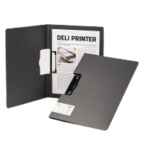 得力A4横式折页板夹会议夹 加厚硬文件夹板夹 学生诗朗诵签约夹板 试卷收纳夹菜单夹 办公深灰5011