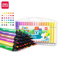 得力创新多彩水彩笔全彩12色防水便携创意学生儿童绘画工具