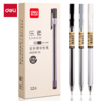 得力(deli)0.38mm乐素全针管中性笔签字笔 12支黑 A025B-01