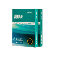 得力 珊瑚海A4打印纸 80g500张*8包一箱 双面使用 加厚复印纸 整箱4000张7351