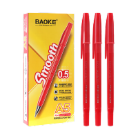 宝克圆珠笔 速干中油笔 耐磨球型笔头防撞式学生教师办公练字用写字笔 文具 0.5mm红笔 A5 12支/盒