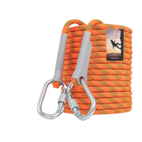 山都澳 安全绳 高空作业涤纶保险救援绳 12mm(桔色串绿)10米