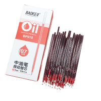宝克 按动笔芯 顺滑圆珠笔中油笔专用替芯商务办公会议 红色0.7mm中油笔替芯 BP015 100支/盒