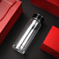 富光(FGA) 铭成双层抗菌玻璃杯 400ml茶水分离杯商务杯 G2213-SH-400