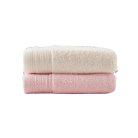 三利 爱丁堡长绒棉面巾 两条装 G8099 (米色+粉色)