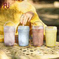 富光(FGA) 奶桶咖啡杯 316真空340ml保温杯咖啡便携提手牛奶杯水杯喝水杯子 蓝色 FU150-S340