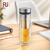 富光(FGA) 嘉FU+双层玻璃杯 380ml茶水分离杯水杯 FU031-G380L