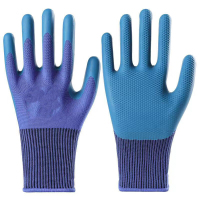 工作手套 1 双 工作防滑防水耐磨胶皮手套压纹劳保