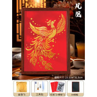 凤凰A4,红底,金箔画,含材料