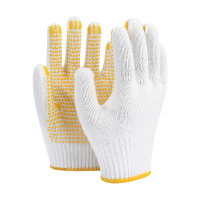 劳保线手套棉线手套带胶皮700克点胶黄色