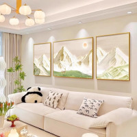 包间装试画 日照金山 两边50*70中间100*70 纹理油画布+铝合金画框