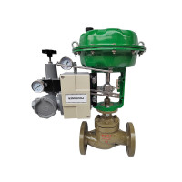 气动调节阀通径:25mm 压力:0-0.6MPa 温度:<40℃ 流量:0.2t/h 连接形式:法兰 阀体材质