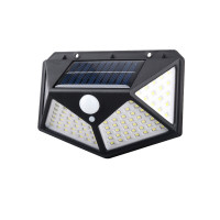 太阳能庭院室外墙壁灯人体感应户外防水射灯农村厕所夜晚照明灯四面发光100灯珠