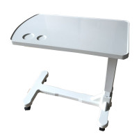 医用可移动升降带轮床边餐桌 白色