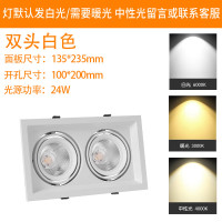 LED格栅灯双头方形筒灯网格铝格栅嵌入式斗胆灯cob射灯 12瓦白色*2头