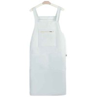 加厚防水皮革围裙 厨房软皮工作服女PU皮围兜 上班餐饮水产专用围腰 白色三个口袋/皮革围裙 120*90cm