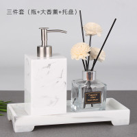 洗手液瓶子按压瓶浴室液体空瓶子 高档分装瓶大理石纹理皂液器 水墨白500ML(三件套)