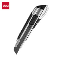 得力 耐用防锈黑刃大号美工刀 银色2057H [舒适轻便]耐用美工刀