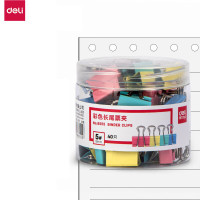 得力8555A时尚长尾票夹(混色)(40只/桶)