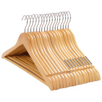 实木衣架 通用款,圆钩,原木色,无瑕疵,长度44.5cm,厚度1.2cm,钩长约10cm。