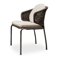 桌椅套装 80cn的 岩板圆桌+2张编藤椅子