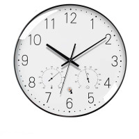 挂钟 黑边白面,温湿度计36cm