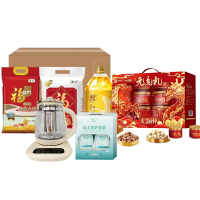 春节福利套餐 养生壶 坚果零食礼盒1235g 中粮瑾小福民生大礼包218型 花王洗沐