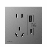 五孔带USB插座 10A五孔带21W A+C USB插座 蕴逸深灰银