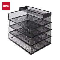 得力 文档置物架 PB264四层文件座(横款)(黑)