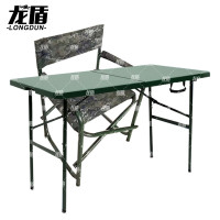 龙盾1.2米户外桌椅 野外训练军绿色便携塑胶指挥桌水墨纹(1桌1椅)