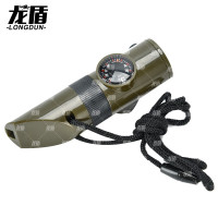 龙盾户外合一救生口哨 七合一口哨(指南针+温度显示+LED灯+放大镜+口哨+反光镜)