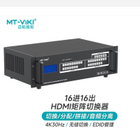 迈拓维矩 MT-viki HDMI视频矩阵切换器 16进16出高清无缝混合画面拼接矩阵带音频分离MT-HD1616WF