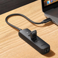 绿联Type-C扩展坞10917拓展坞网线转接头带百兆网口USB3.0分线器转换 USB3.0 灰色 1个