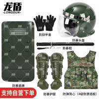 龙盾战术背心马甲防刺服防dan衣4个弹夹袋+对讲机包 防dan衣防暴头盔护腿六件套丛林