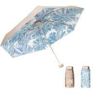 艾逸瑶选 荼锦系列铝合金骨金胶布扁六折晴雨伞-B款 YS-1844